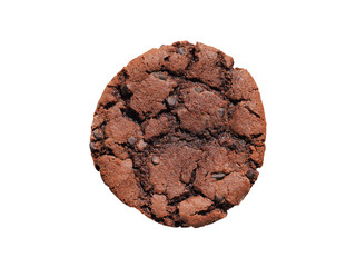 Chocolate cookie with chocolate isolated on white background. Sweet biscuits. Fresh baked chocolate chip cookie with crumbs
