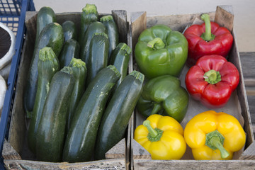 Courgette and Red, Yellow and Green Peppers