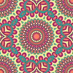 Hand drawn ornamental seamless pattern. Vector Illustration