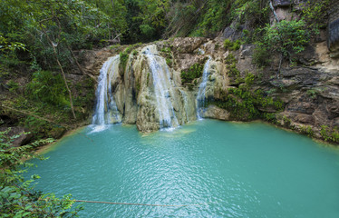 Fototapeta na wymiar Ko-luang waterfall in Lamphun Thailand Unseen Thailand Attractions.