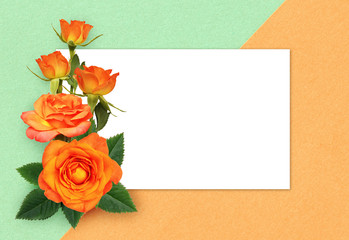 Rose flowers arrangement and a card