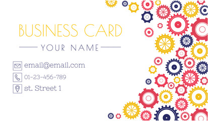 gears business card. Technology and innovation. A bright template.