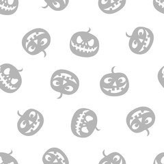 Pattern of pumpkins. Haloween pattern. Grey vector illustration.