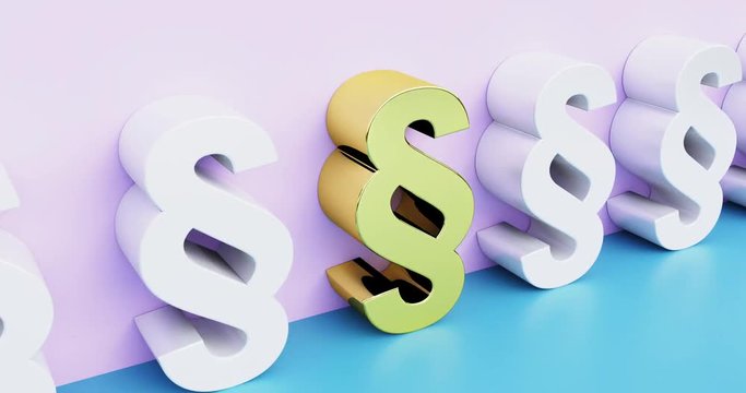 Concept of search and find a paragraph. A series of paragraph characters move until a golden paragraph comes into focus.