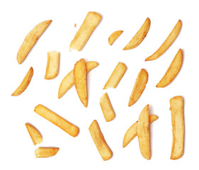 french fried on white background