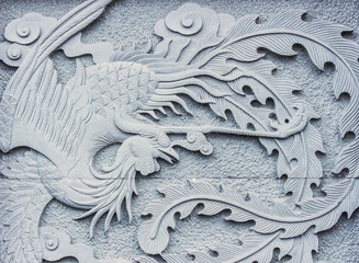 Chinese phoenix stone relief