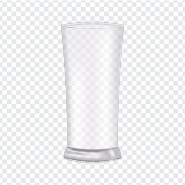 Realistic glass. The empty mug on transparent background. Transparent realistic elements. Ready to apply to your design. Vector illustration.