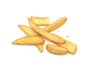 french fried on white background