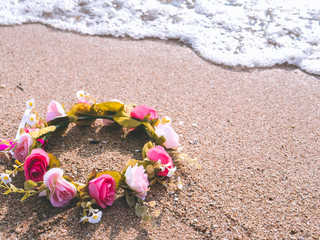 Fototapeta na wymiar Wedding flowers on the beach.