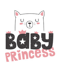 Vector hand drawing poster with slogan about Princess