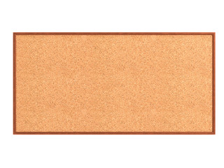 Empty cork board (noticeboard) isolated on white. Mockup template - 3D rendering