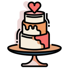 Wedding cake LineColor illustration