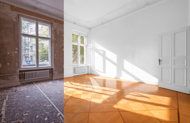 home renovation - empty room before and after  refurbishment