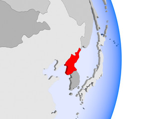 North Korea on globe