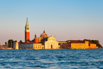 Fototapeta na wymiar Basilica of San Giorgio Maggiore on a small island of San Giorgio in the lagoon of Venice