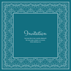Abstract ornamental lace frame for greeting card or invitation. Vector Illustration