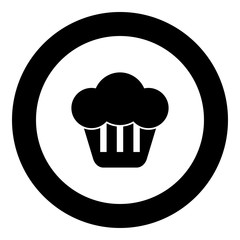 Cupcake icon black color in round circle