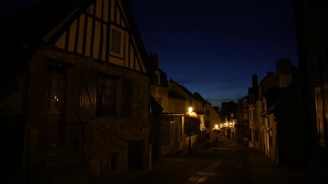 Medieval town at night in Europe