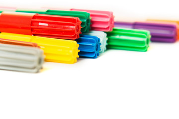 Colorful marker pen on isolated background.