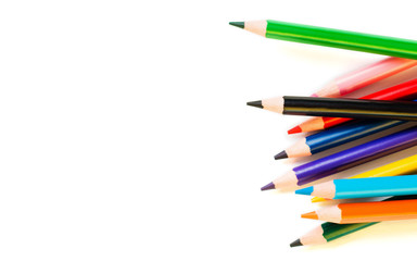 Color pencils isolated on white background.