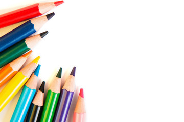 Color pencils in circle isolated on white background.