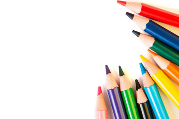 Color pencils in circle isolated on white background.