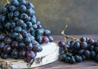 dark grapes on a tray