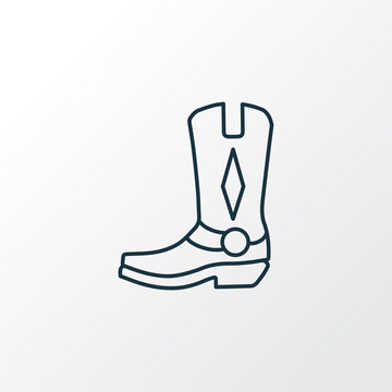 Cowboy Boots Icon Line Symbol. Premium Quality Isolated Rodeo Element In Trendy Style.