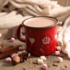 milk with cocoa and marshmallow