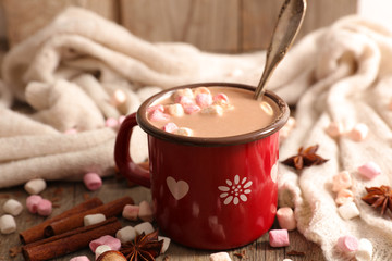 milk with cocoa and marshmallow