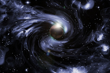 Planets and galaxies in space, milky way and stars