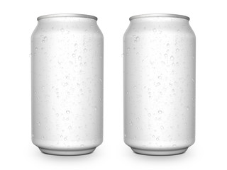 Aluminum cans on white background For design