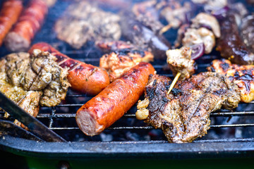 Barbecue sausage with meat.