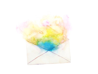 watercolor envelope abstract isolated on white background.hand drawn