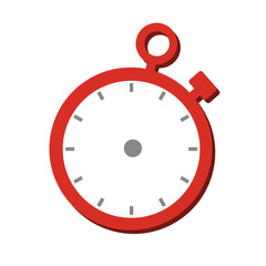 A red stopwatch with gray marks. Vector illustration, a flat design. Isolated on white background.