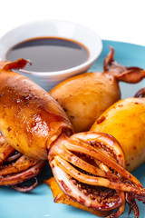 Stuffed squid with soy sauce