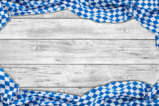 bavaria white wooden rustic wood background with bavarian flag empty copy space