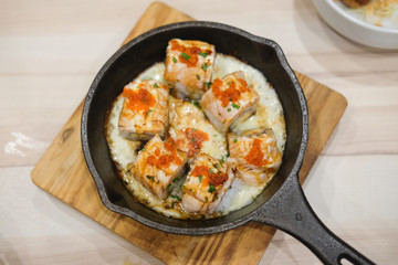 Sushi rolls set with salmon