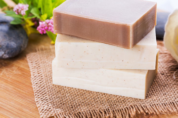 Beautiful spa setting with handmade soap