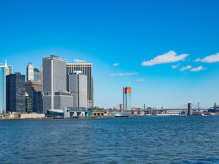 Fototapeta premium Buildings Landscape from Cruiser at Manhattan, New York City クルーザーから見たニューヨークのビル群