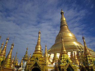 shwedagon against blue sky