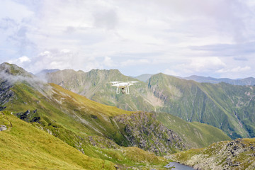Drone flying in Fagaras Mountains