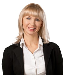 Professionally dressed female smiling