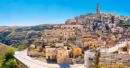 Panorama of the medieval town of Matera, Italy. - obrazy, fototapety, plakaty