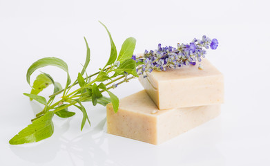 Handmade Soap. Handmade soap bars with lavender flowers