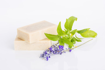 Handmade Soap. Handmade soap bars with lavender flowers