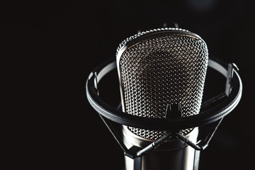 microphone on black background