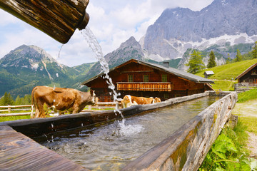 Neustattalm - traditional Austrian mountain village close to Dachstein, Austria.