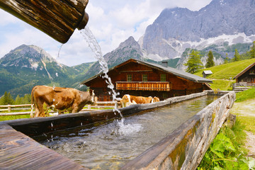 Neustattalm - traditional Austrian mountain village close to Dachstein, Austria.