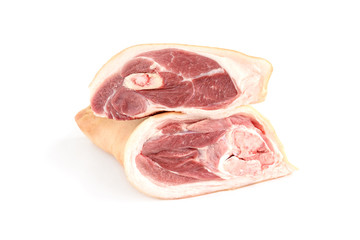 Raw pork knuckle isolated on white background